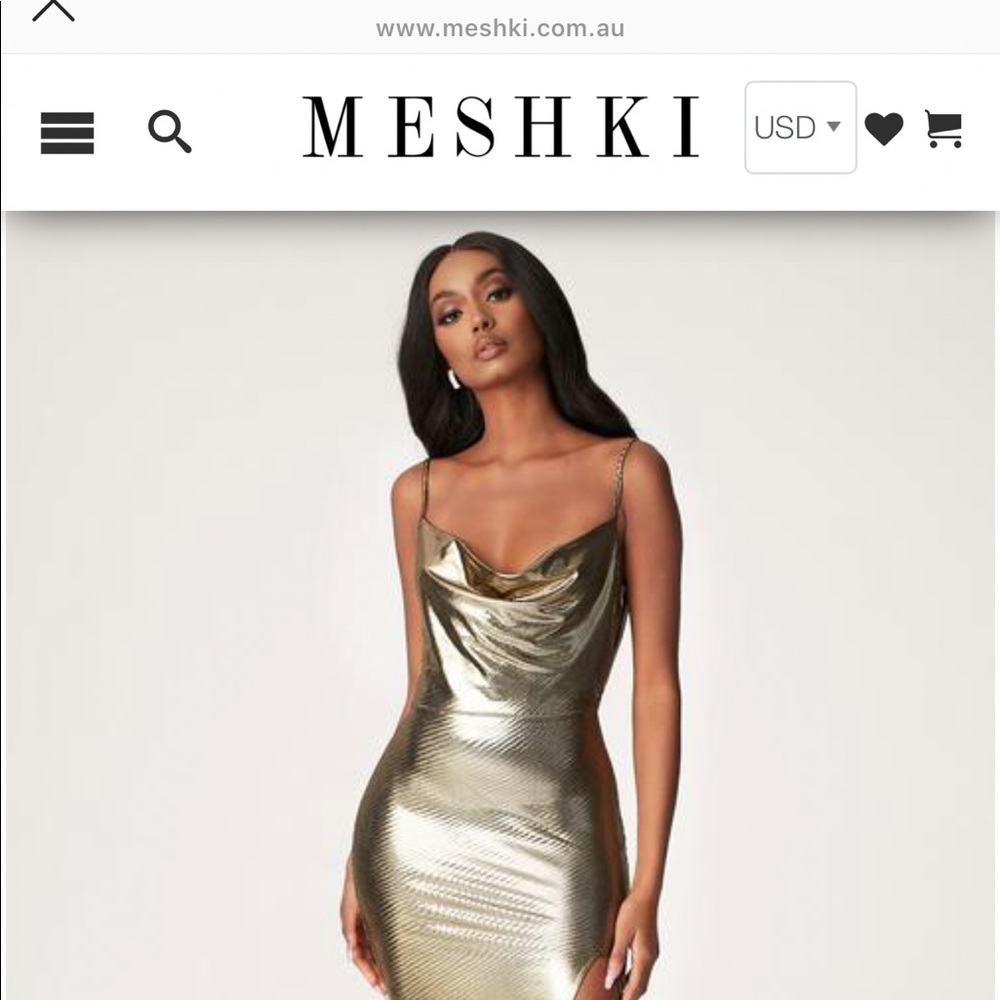 Meshki Kaila Cowl Neck Maxi Dress - Gold